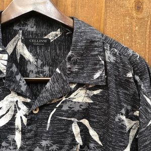 Men’s Cotton Camp Shirt Bamboo Black White